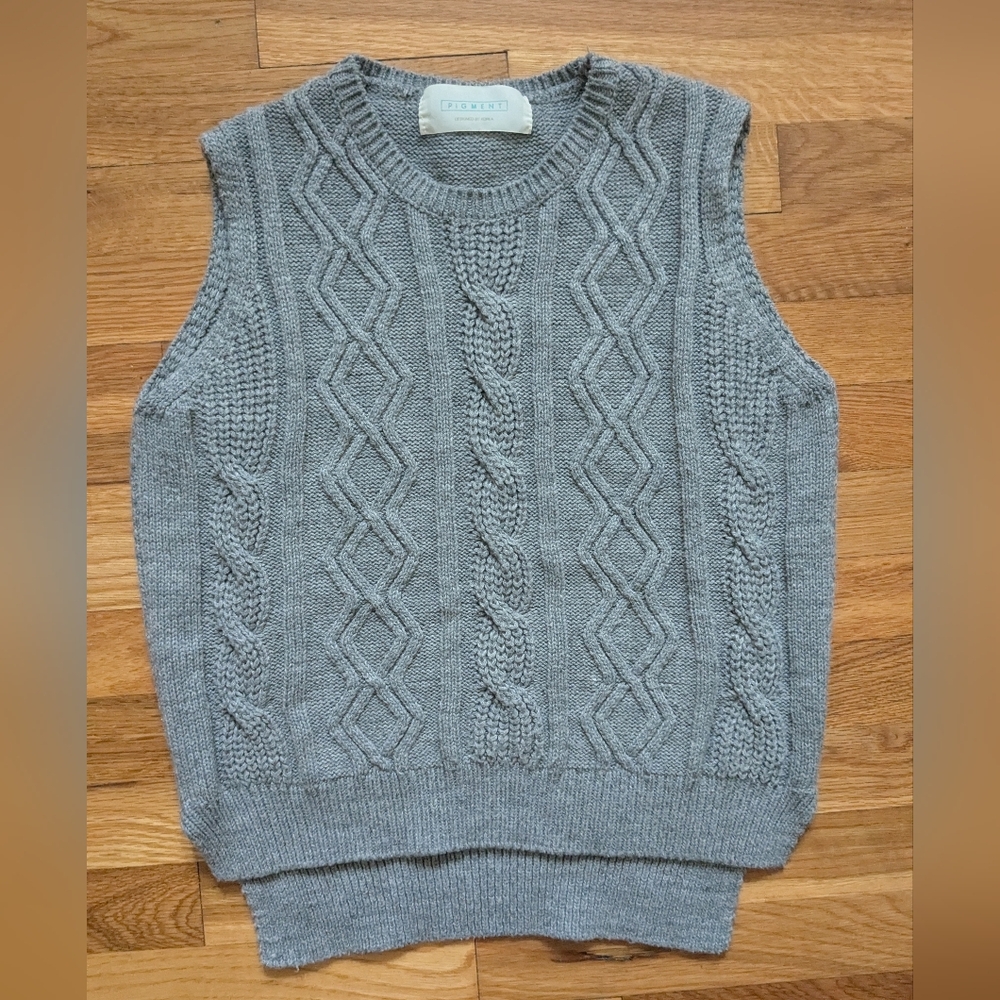 Korean Gray Cable Knit Vest